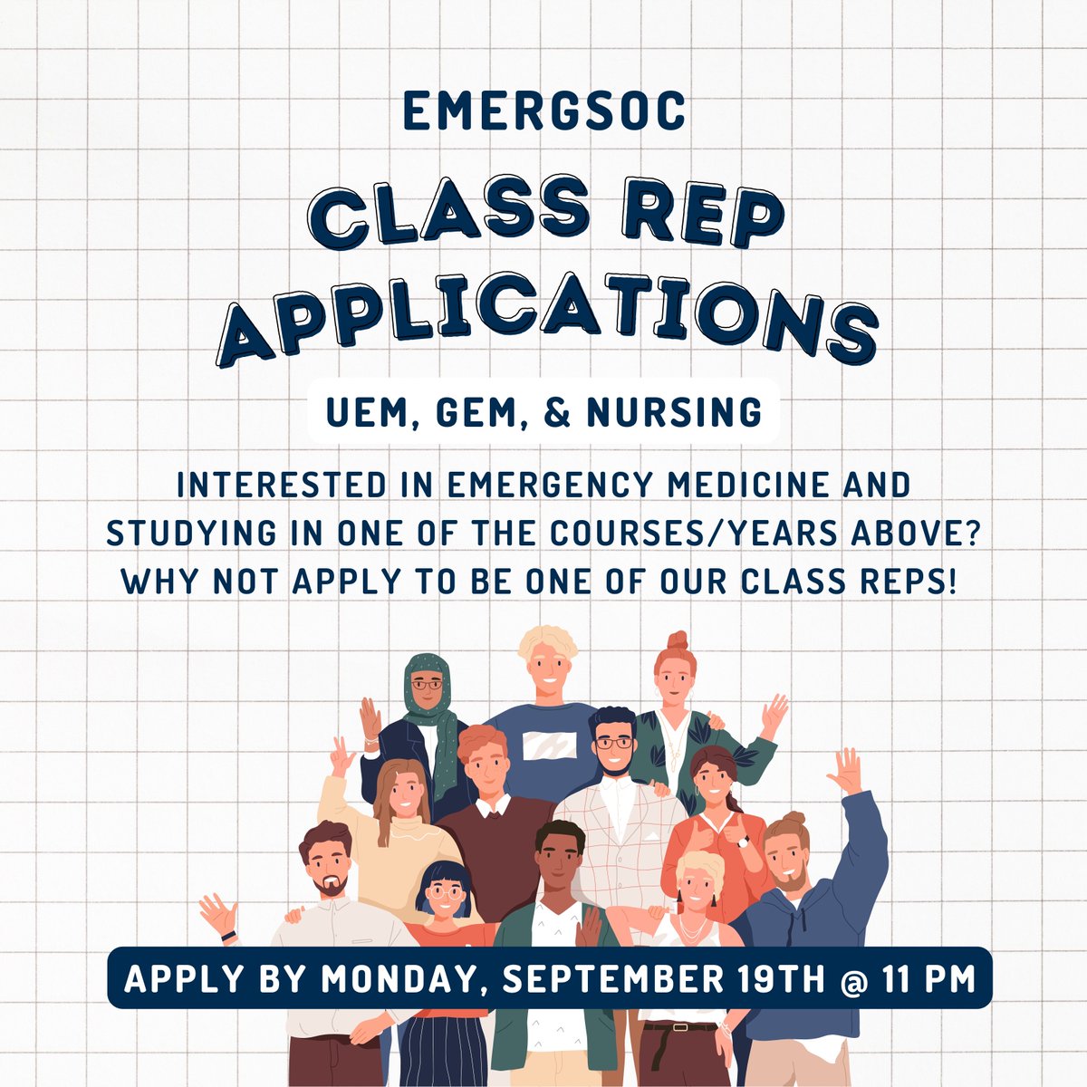 UCDEmergSoc's tweet photo. Come and join our committee! Applications are now open for class rep positions for UCD nursing students and medicine students in all years, no experience required!

Apply by Monday, September 19th at 11 PM 🌟
https://t.co/MppCqlGDNp https://t.co/jcsJAvxJuJ