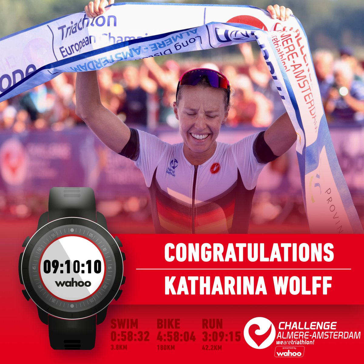 ChallengeFamily's tweet photo. She takes the title of European Champion with her first professional win! Congratulations Katharina Wolff, winner of Challenge Almere-Amsterdam 2022! #wearetriathlon #allabouttheathlete #challengefamily #challengealmere https://t.co/ku79cCNK27