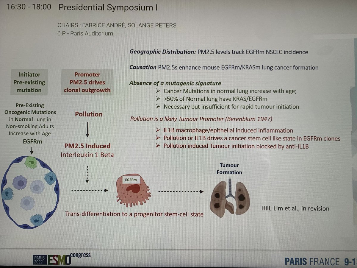 ElizabethDudnik's tweet image. Congratulations to⁩ ⁦⁦@CharlesSwanton⁩ for an elegant answer to the question of LC causality in never smokers! Opening the possibility of LC prevention with IL 1b inh. Similarly to tobacco exposure, we should reduce PM2.5 air pollution exposure. ⁦@myESMO⁩