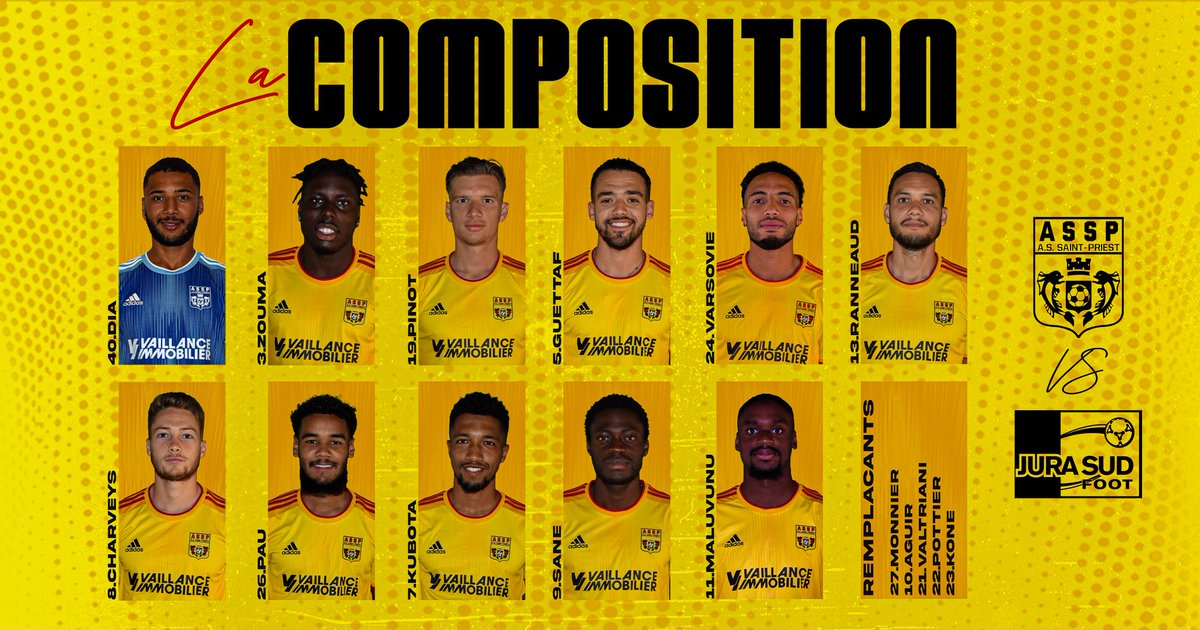 assaintpriest's tweet photo. Découvrez la composition de notre équipe pour défier @JuraSudFoot, coup d'envoi dans 30 minutes à Jacques Jolyð¥
#ASSPJSF https://t.co/rGIxyM2PT0