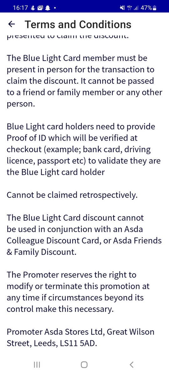 krissy_burgin's tweet photo. @AsdaServiceTeam can you please confirm in blue light terms and conditions if there is a limit on the amount if times a day you can use the discount? Was stopped from using card on a return visit today resulting in me losing £5 discount as I returned to get some more shopping https://t.co/kMVFhQpvTQ