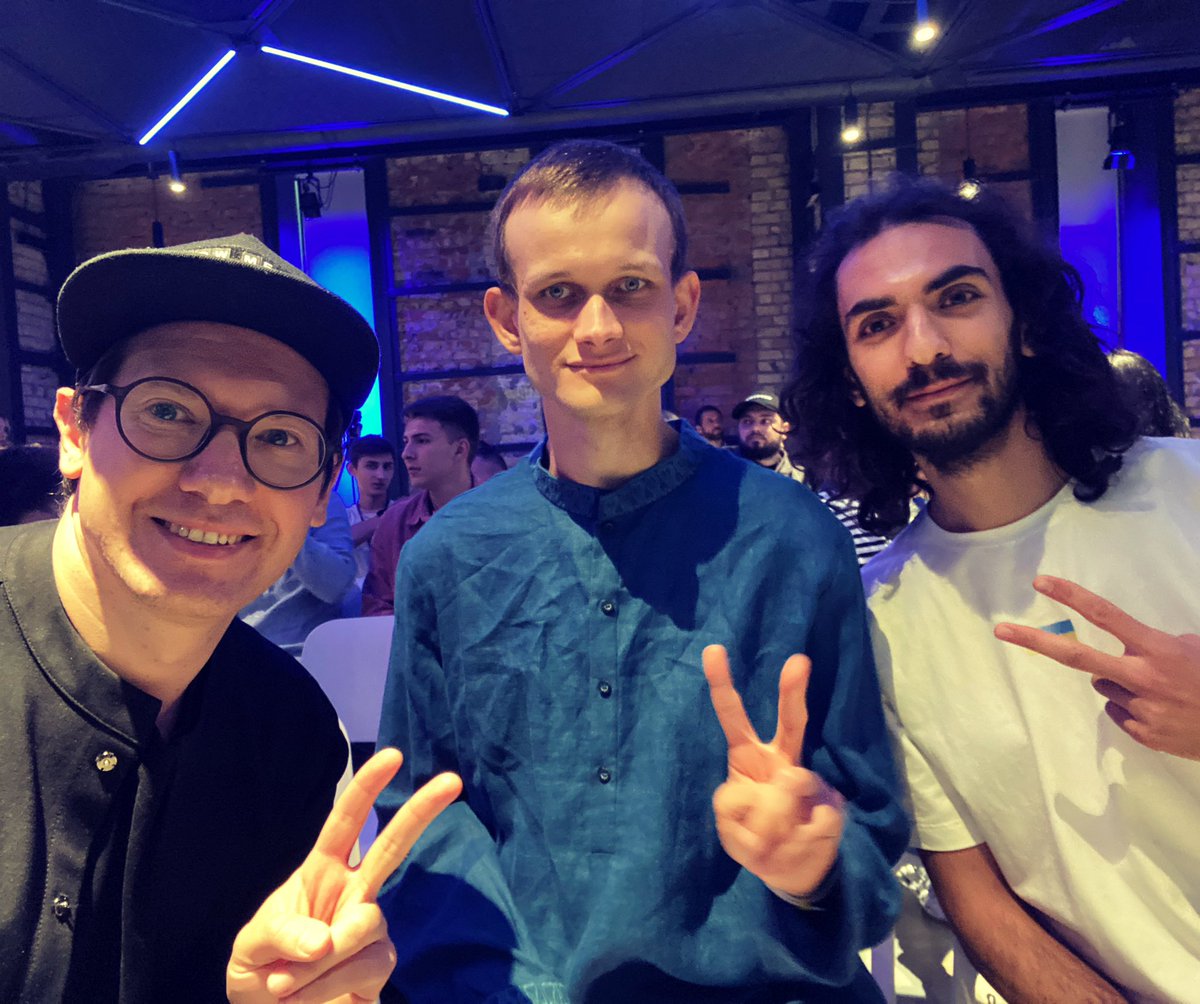 Inspiring meeting with <a href="/VitalikButerin/">vitalik.eth</a> at @KyivTechSummit . Thanks to <a href="/revxzx/">rev</a> and an amazing community of organisers and partners the hackathon and the conference was a historic event and one more big step to victory of Ukraine. Thank you for this visit, Vitalik. It means a lot!