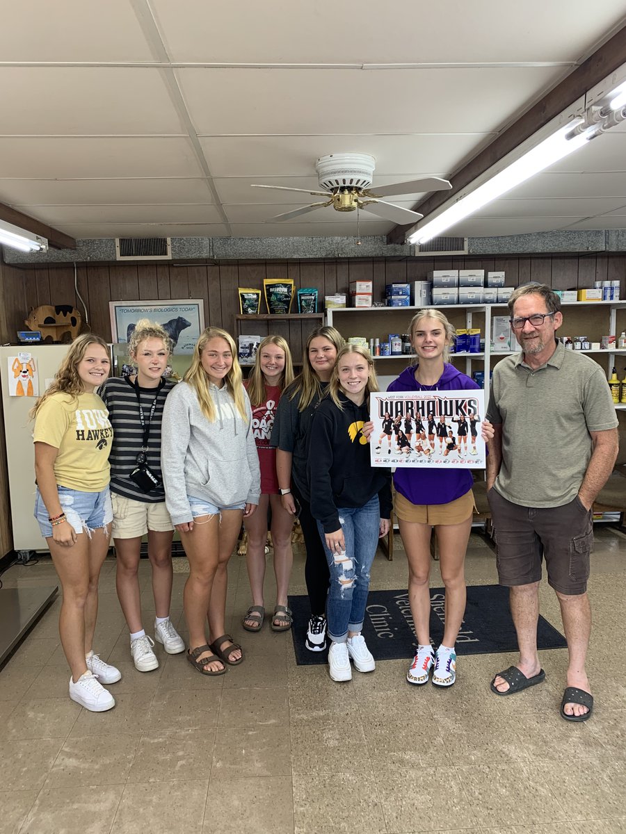 wfwarhawks's tweet photo. Warhawk volleyball players handed out team posters in Sheffield today. If we missed you, we will be out again next week. Thank you for supporting West Fork Athletics. 
credits to West Fork Technology for designing the poster. https://t.co/y07CqOlyz1