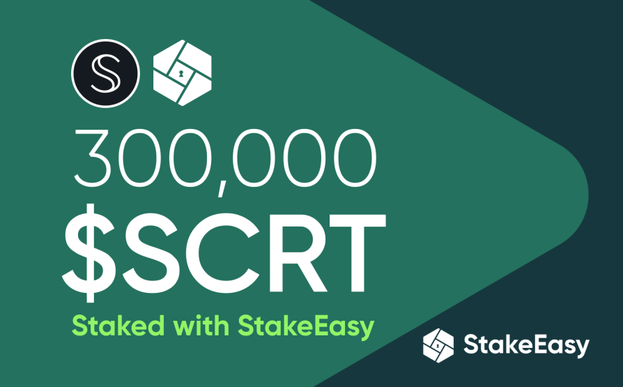 300,000 $SCRT already staked with StakeEasy 🚀

#liquidstaking 💎

To stake your $SCRT visit app.stakeeasy.finance