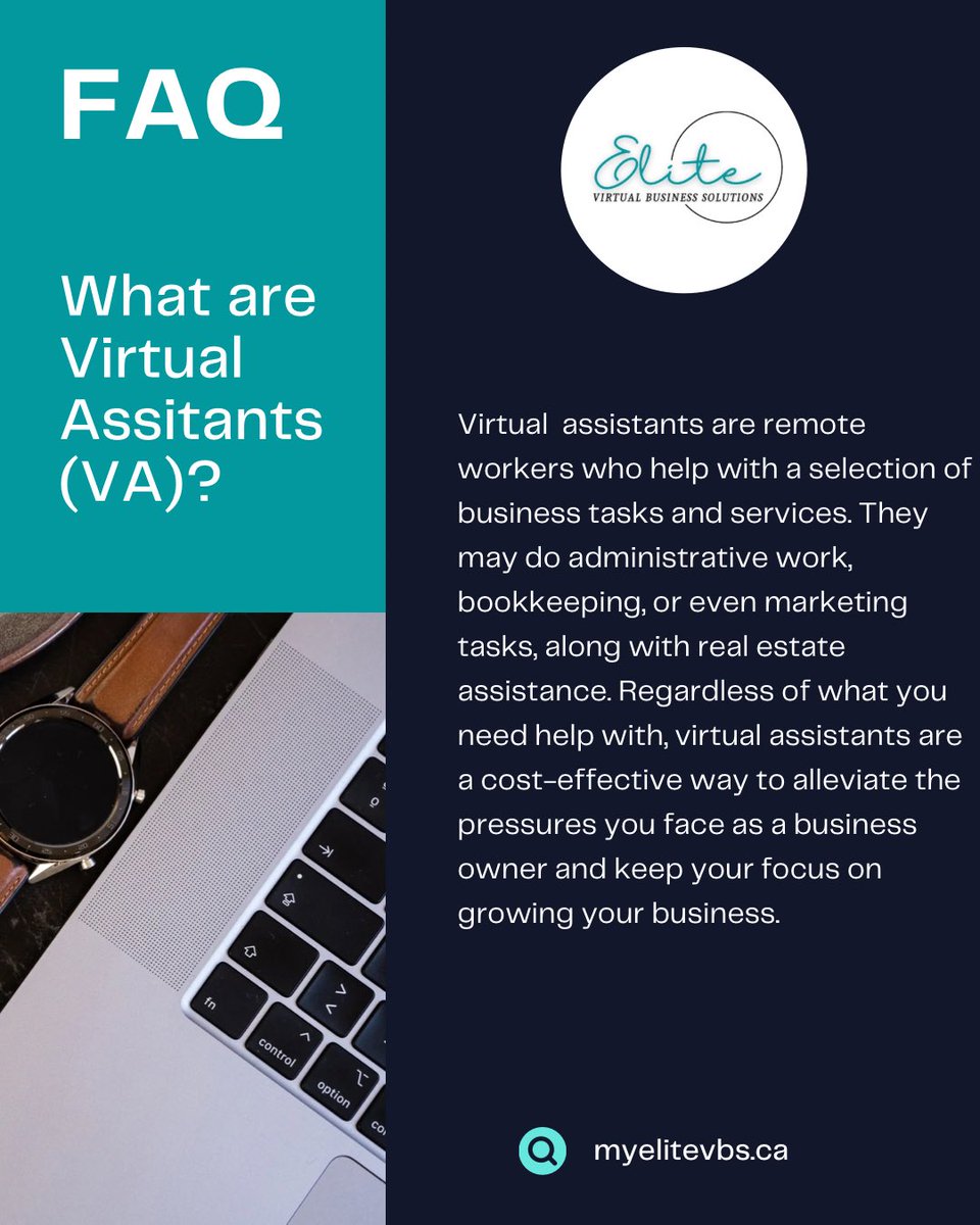 What is a Virtual Assistant? 
Virtual assistants are remote workers who help with a selection of business tasks and services. They may do administrative work, bookkeeping, or even marketing tasks, along with real estate assistance.

#elitevbs #myelitevbs #va #virtualassistant