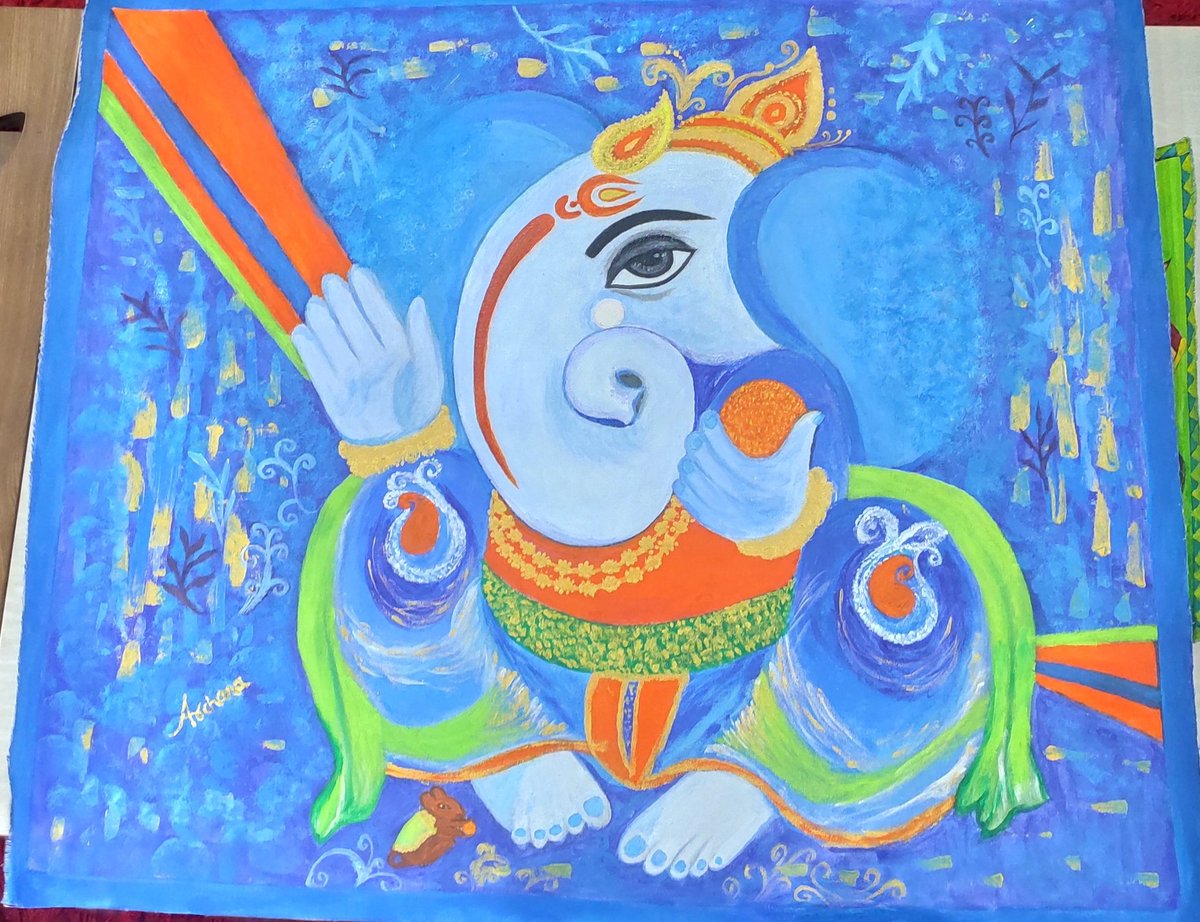 If anyone interested to buy this canvas cloth painting, pls Dm me #GaneshChaturthi2022