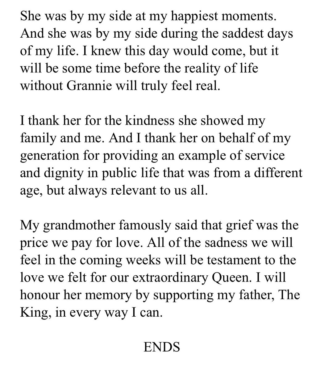 Lovely tribute from the Prince of Wales to ‘Grannie’ #TheQueen