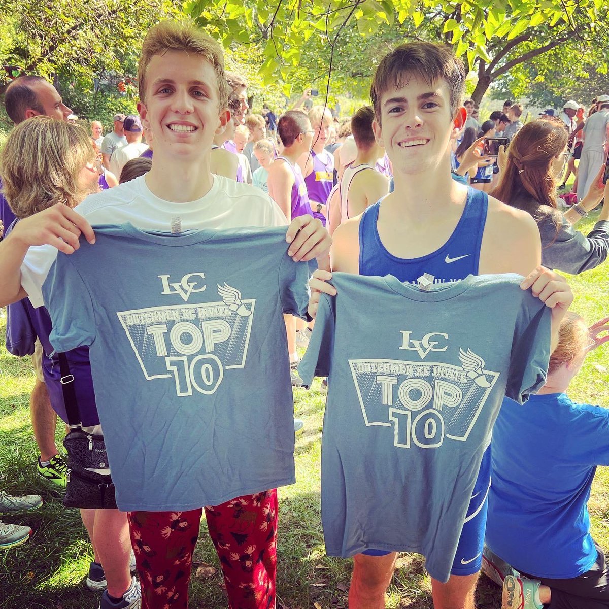 LDFalconsXC's tweet photo. What a day for #LDXC at the 2022 Dutchmen Invitational! 

PRs across the board, two top 10 finishes from seniors Cory Miduri and Mason English! 

The boys team finished 3rd overall out of 21 teams! 

Great day for the Falcons! 

#falconpride #GoLD https://t.co/YTvdlTVYzr