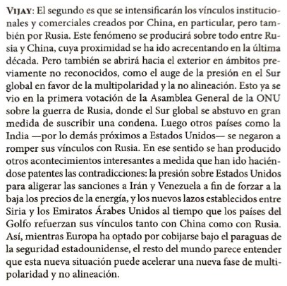 Vijay Prashad-director de Tricontinental- hace, en su conversación con Chomsky, uno de los análisis más sugerentes que he leído acerca de las consecuencias de la intervención rusa en Ucrania.

En 𝘓𝘢 𝘳𝘦𝘵𝘪𝘳𝘢𝘥𝘢 (<a href="/Capitan_Swing/">Capitán Swing</a>), pp. 140-41