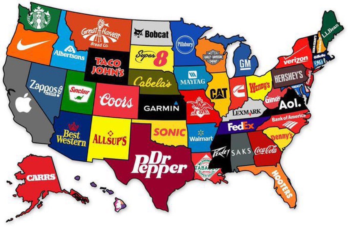 JonErlichman's tweet image. States where these brands started: