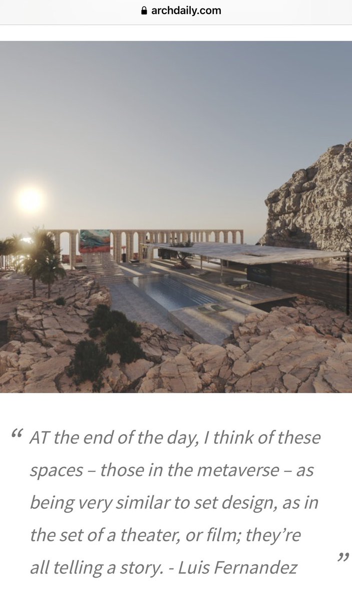 luisfern5's tweet photo. WOW!! thanks @ArchDaily for this awesome write-up about the #metaEstates_VILLA x @metaEstates_Lab on @metamundo_NFT 🙌🏻🙌🏻🙌🏻 

“QUESTIONS ABOUT THE FUNCTION OF ARCHITECTURE IN THE #METAVERSE” 🔥

https://t.co/qJupNZCLt8 https://t.co/TtP8su5gPc