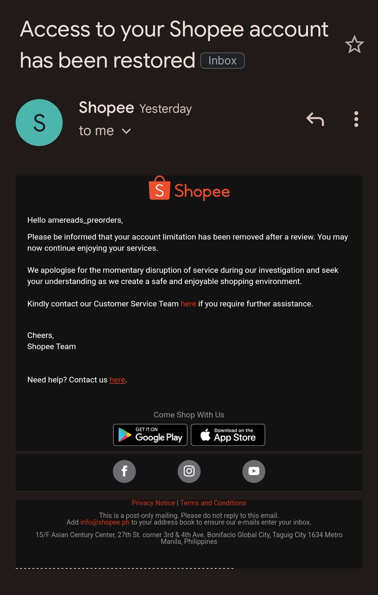 amereadsbookshp's tweet photo. #AmereadsUpdate 

Shopee acct @amereads_preorders has been reinstated po. Please expect that all parcels na nakacheck out ay magkakamovement na. 

Magsisimula na po ulit akong magreply sa mga DM para po sa exact update ng parcel. Hindi niyo po kelangan iflood ng message dahil ++ https://t.co/E5zgdOBVsj