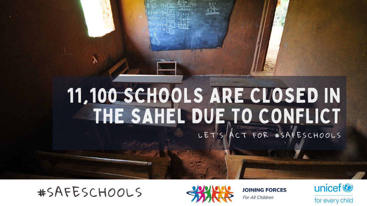 JO_ForcesWACA's tweet photo. In the #Sahel hundreds of thousands of children will not going #bactotoschool this year. 
 
Attacks on schools have more than doubled between 2019 and 2020 and more than 11,000 schools are now closed due to conflict. 
 
Support the #SafeSchools campaign https://t.co/rnzkFP8UuD