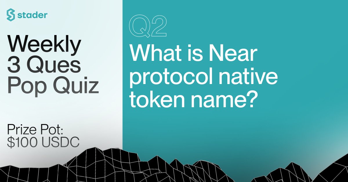 stader__near's tweet photo. Time for the 2nd question of the Pop Quiz?

- Answer all 3 Qs correctly
- Tag 3 new friends in each answer
- Follow and get them to follow 
@stader__near
 
4 lucky winners get $25 each💰💰💰

Q No.2👇 https://t.co/j5EddDasVD