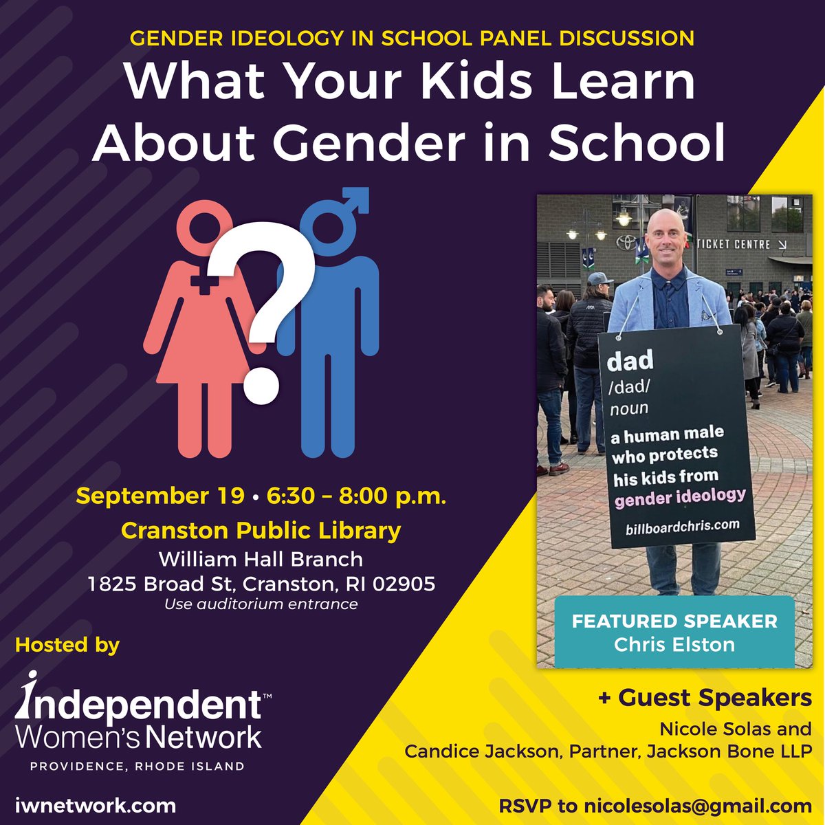 JGunlock's tweet photo. So proud to see @IWN helping to spread @BillboardChris’s important message. And huge thanks to Nicole Solas (banned on Twitter) for her enormous courage! Hope folks in Rhode Island can make this event! @ginnygentles @AsraNomani @carrielukas @esanzi @VictoriaRColey https://t.co/GSfWZsQMIy