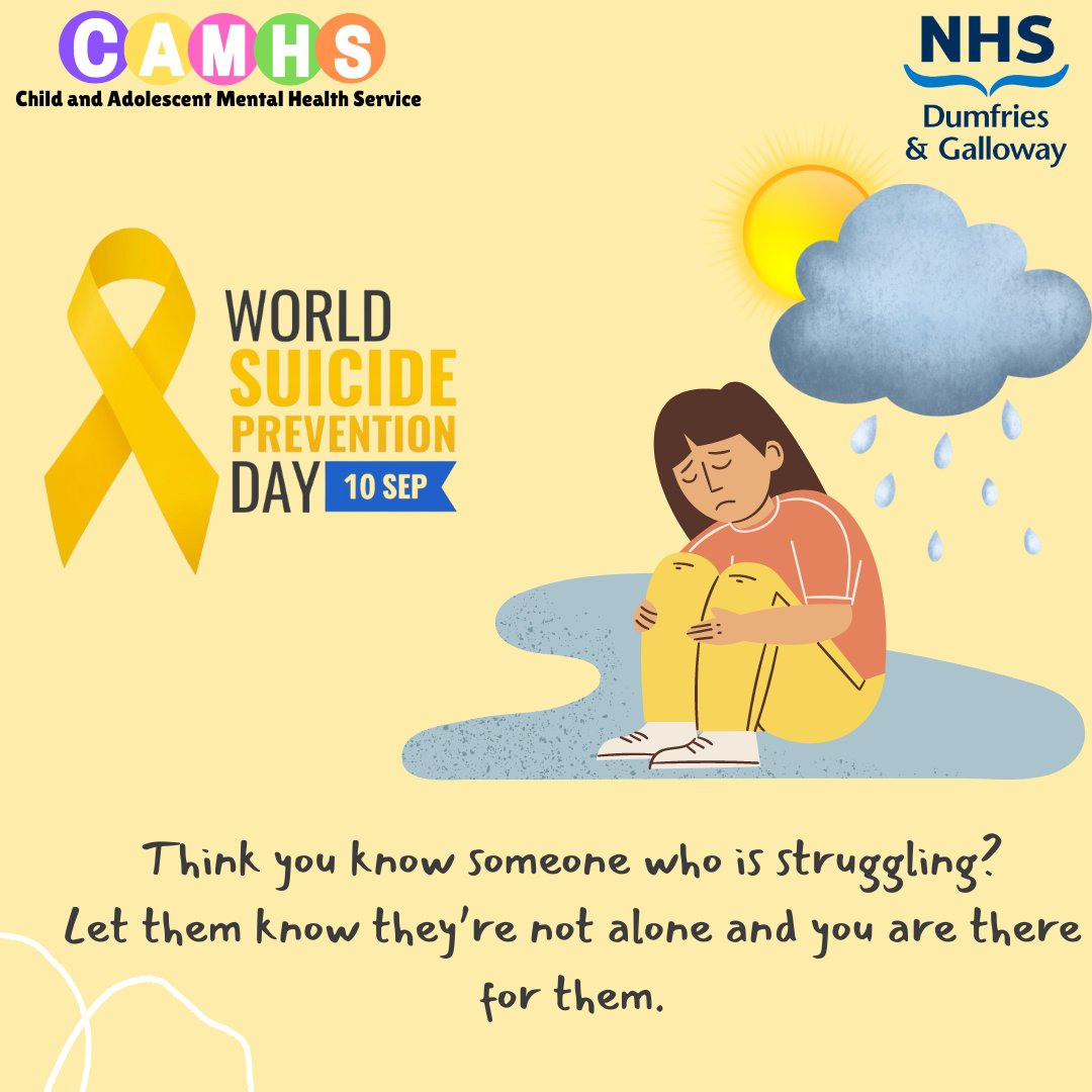 CAMHS_DG_NHS's tweet photo. Today is #worldsuicidepreventionday this year's theme is "creating hope through action" If you know someone who is struggling? Reach out to them, let them know they are not alone and you are there for them!  #WSPD2022   #itsoktotalkaboutsuicide https://t.co/kAPRQGZR2q