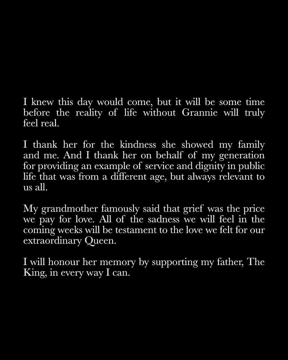 RoyalDickie's tweet image. The Prince of Wales’s moving tribute to his #grannie The Queen