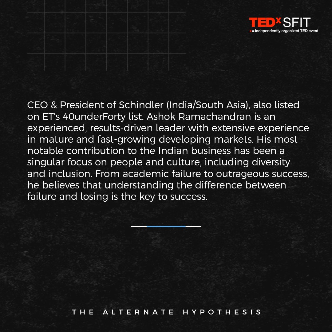 TEDxSFIT is thrilled to present our 3rd speaker 

✨Mr. Ashok Ramachandran✨

Join us as we embark on a journey to explore the alternate power of leadership!

#Leadership #TEDxSFIT #TEDx