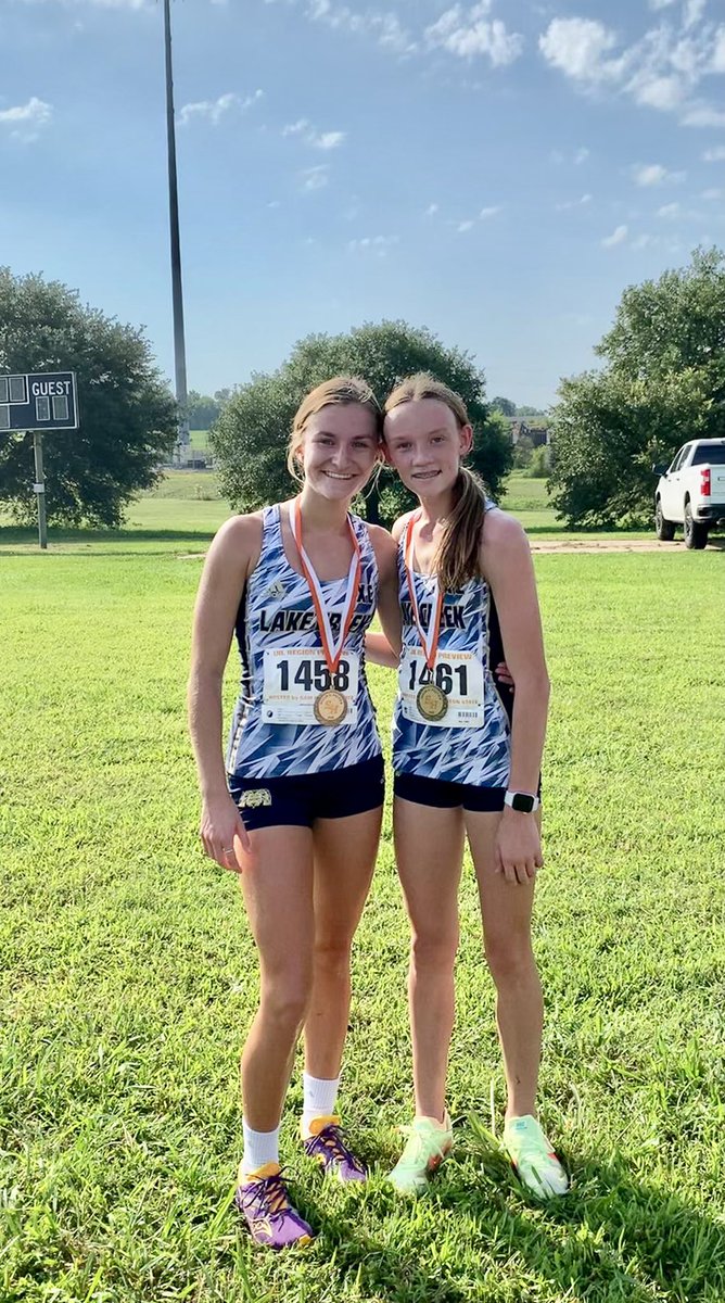 LakeCreek_XC's tweet photo. BIG TIME performances from these two today!!! Hailey &amp; Emma place 4th &amp; 5th at the Region III Preview!!! 😤
#LCXC🦁 https://t.co/DRsdcvBBLr