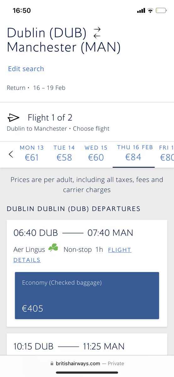 Sorry, but <a href="/AerLingus/">Aer Lingus</a> / <a href="/British_Airways/">British Airways</a> are you guys BROKEN!!! £405 for a one hour flight from Dublin to Manchester! Sort yourselves out! 😣
