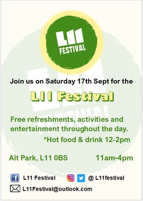 Just one week to go! See you all there!

#L11 #croxteth #Liverpool #communitymatters #norrisgreen #freeevent #free #community #l11festival