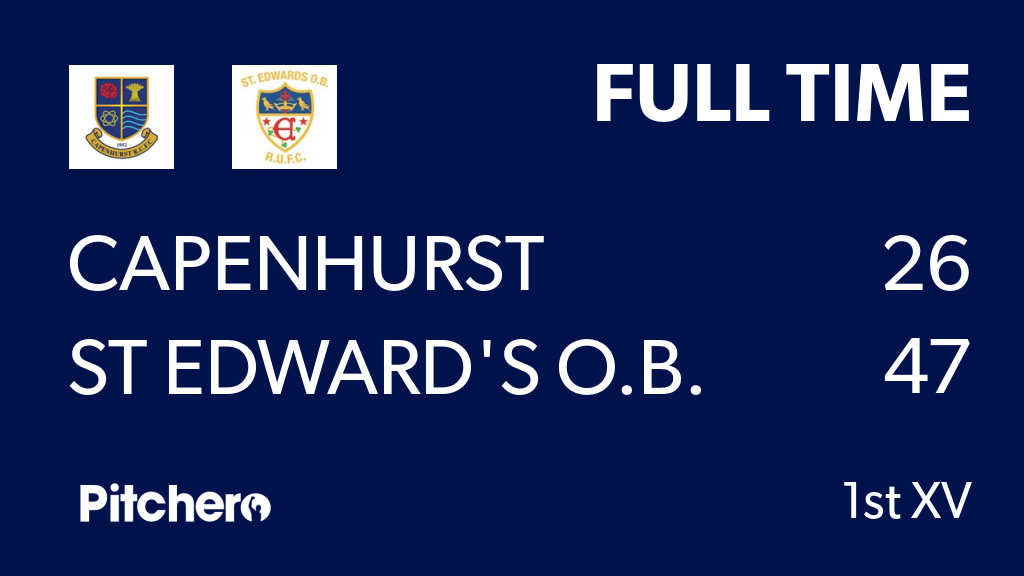 StEdwardsOB's tweet photo. FULL TIME: Capenhurst 26 - 47 St Edward's O.B.
#CAPSTE #Pitchero
https://t.co/Nin1BhRGRq https://t.co/kLFSdY53N5