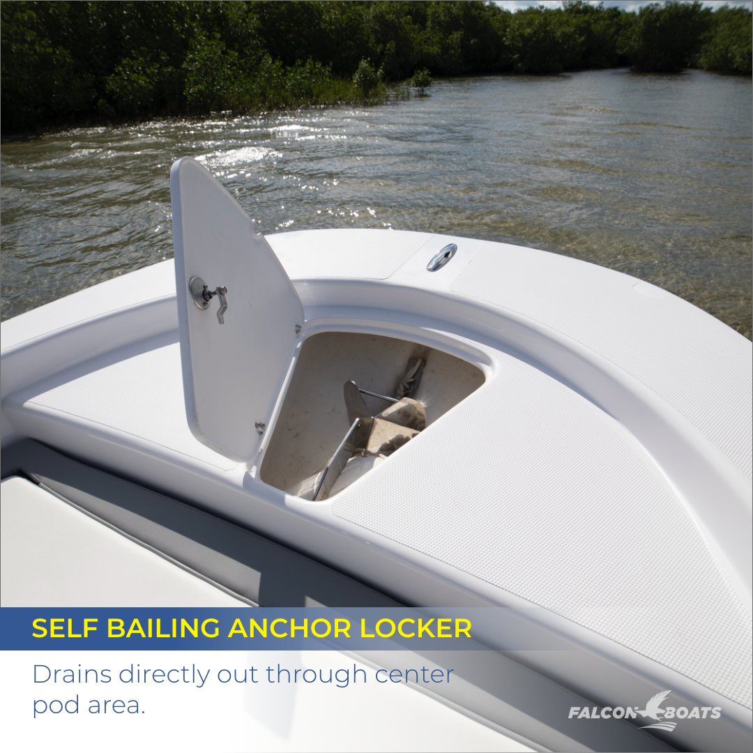 BoatsFalcon's tweet photo. Feature Highlights

SELF BAILING ANCHOR LOCKER
Drains directly out through center pod area. https://t.co/DwYdVrkHyt