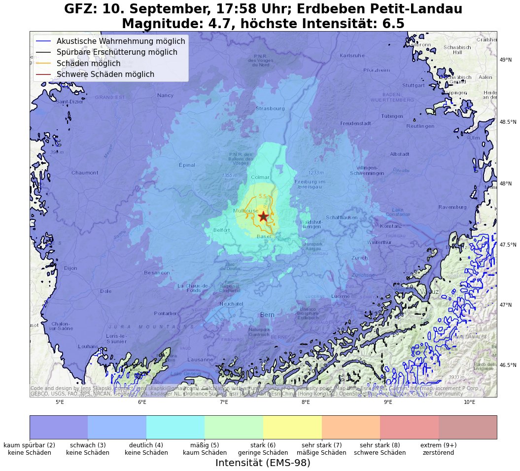 Das #Erdbeben war in ganz Südwestdeutschland zu spüren: Magnitude 4.7, Epizentrum auf französischer Seite vom Oberrhein nahe Mülhausen. Schäden auch auf deutscher Seite wahrscheinlich. Mehr in Kürze...