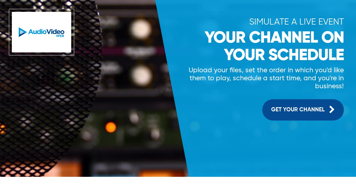 Avwebstreaming's tweet image. Create your own channel that plays on your schedule. Give it a test drive with a Free Trial.

audiovideoweb.com/services-simul…