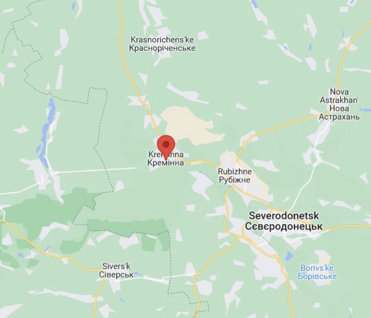 visegrad24's tweet photo. BREAKING:

The Ukrainian Army is attacking Kreminna, near Severodonetsk, after an intense wave of HIMARS strikes on local ammo depots and command and control centers. https://t.co/BN47O0SB21