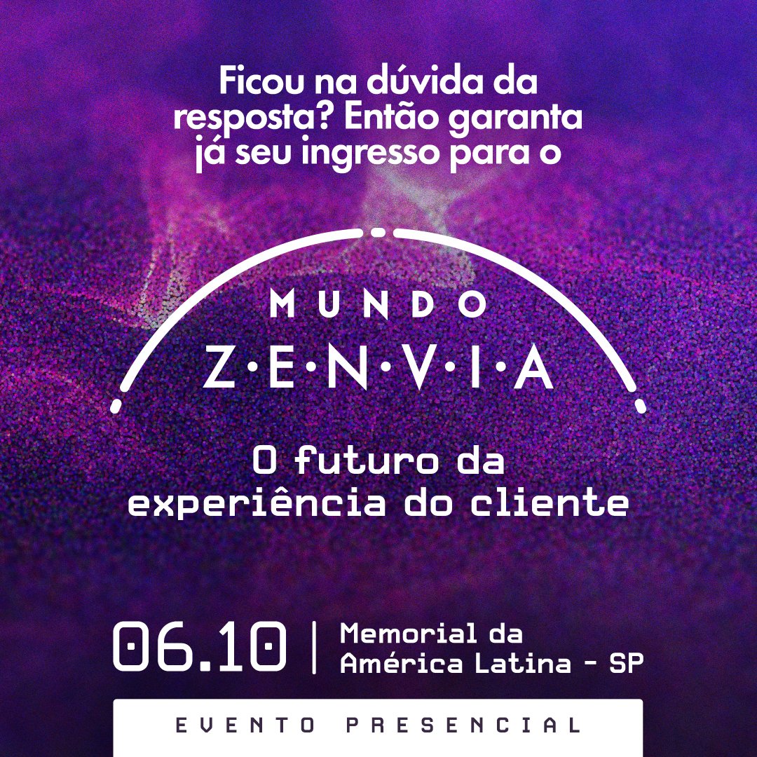 ZENVIA_'s tweet photo. Venha fazer parte do Mundo Zenvia, o evento sobre o futuro da experiência do cliente.
Garanta sua vaga: https://t.co/oT5NVHPji9
#Zenvia #ByHumanzForHumans #MundoZenvia #Tecnologia #CS #CX #CustomerExperience https://t.co/1EPNeTQlLc