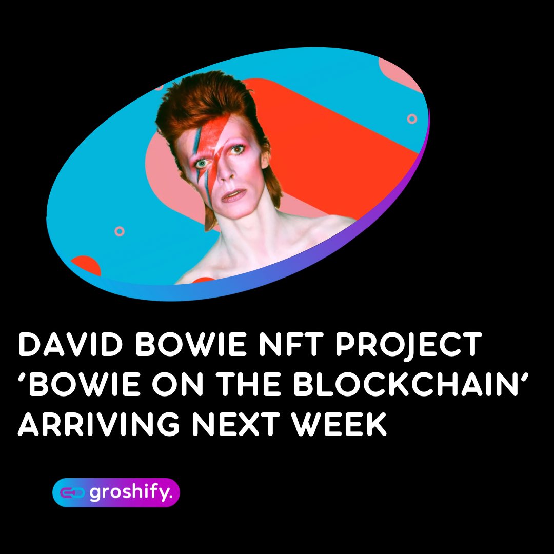 groshify_io's tweet photo. A new #NFT project celebrating legendary @DavidBowieReal, called ‘Bowie On The #Blockchain’, is launching next week. The project launches on September 13th on @opensea, it’s been called “a first-of-its-kind multiple artist NFT sale” which champions the work of nine #NFTartists 🤩 https://t.co/m3W0CZHYmZ