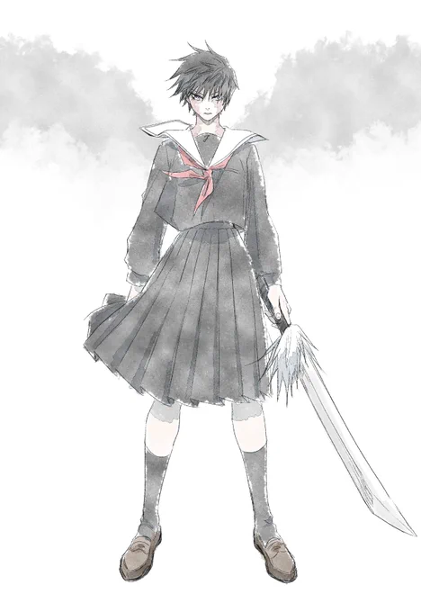 描いてて真希さん描いてるのか恵描いてるのかわからなくなるのはめぐまきあるあるだと思とる。かけらも可愛い雰囲気のない白襟セーラー服真希さん。 