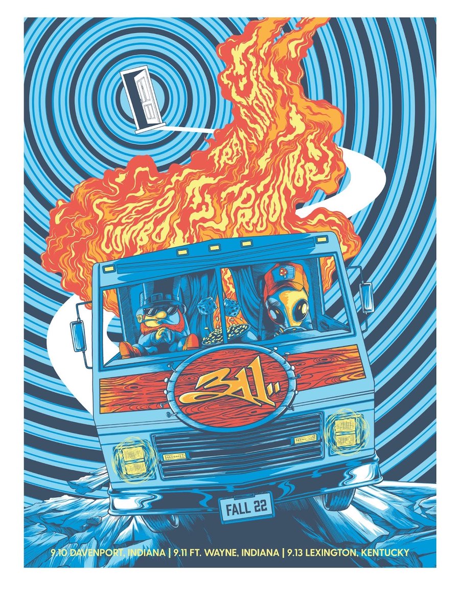 311's tweet photo. TONIGHT! Davenport, IA - @RCCasino 

7pm doors, 8pm An Evening with 311. 
Event shirt &amp; poster at the merch booth! 

Poster art by @jared_yamahata 

Song Inspiration: “T&amp;P Combo” / for The Songbook Series. Regs numbered out of 150, Foils out of 75. https://t.co/Ek0efil4ck