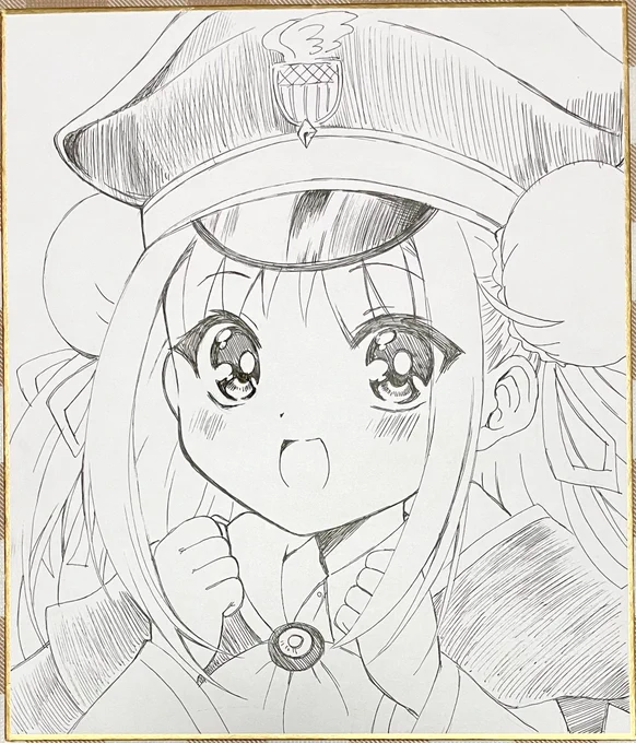 ボールペンでおタマさんの色紙描きました✨ 