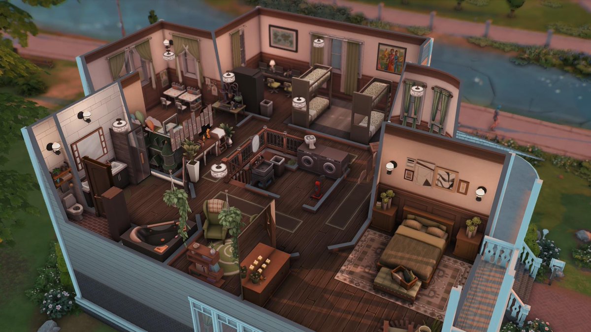 SimsGrown's tweet photo. Squatter Fixer Fixed
Original by: Jaquie561
Gallery ID: SimsGrown 

I LOVE how it turned out! I decided that since I was working on this build near my birthday, I would fill it with my favorite color which is green! #simsgrown #TheSims4 https://t.co/m6URI29H9d
