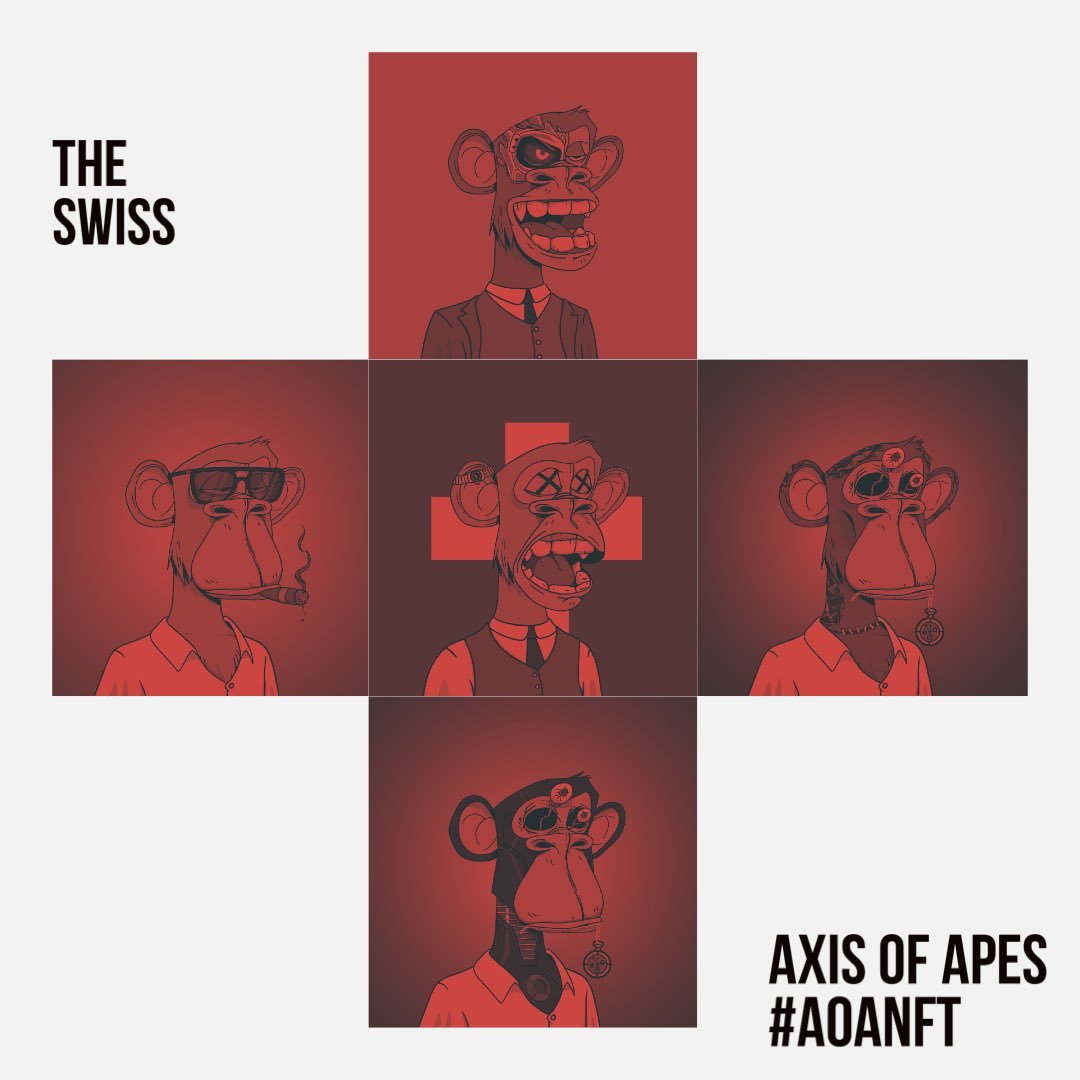 dockassia's tweet photo. Shout out to the @AxisofApes
..

The Swiss 🇨🇭

#AoANFT #AxisOfApes

Art by: @homelesspleb https://t.co/QhoB8ZU4im