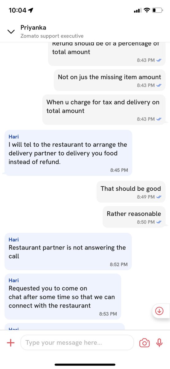 dhrutidoctor's tweet photo. @zomato on being offere just the amount of missing item, when i asked for refund on amount including tax and delivery charges as zomato charges… i am being asked to wait for one and half hour even for the net amount of missing product.
#Classic example #deficiencyofservice https://t.co/D0BUk7GFHD