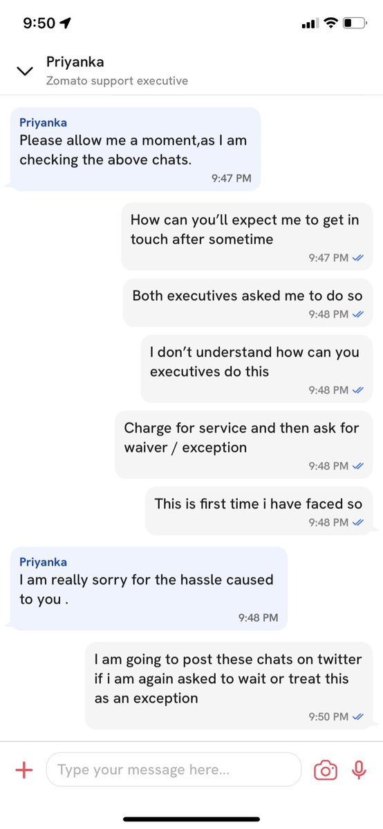 dhrutidoctor's tweet photo. @zomato on being offere just the amount of missing item, when i asked for refund on amount including tax and delivery charges as zomato charges… i am being asked to wait for one and half hour even for the net amount of missing product.
#Classic example #deficiencyofservice https://t.co/D0BUk7GFHD
