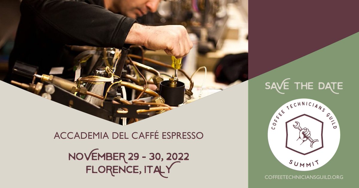 coffeetechguild's tweet photo. Make sure to clear your calendar for November 29-30, 2022 when Coffee Technicians Guild (CTG) Summit returns for the first time since 2019. Registration will open soon. Learn more at https://t.co/H3fYnsdINc https://t.co/lPAXjzm7zT