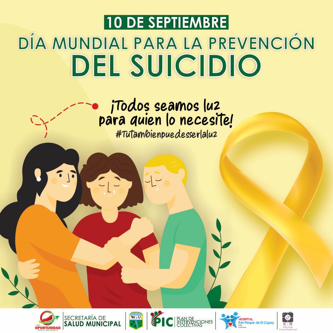 #PrevencionDelSuicido🚩. Hoy conmemoramos el l día mundial para la prevención del suicidio. 

Todos seamos luz para quien lo necesite 🎗