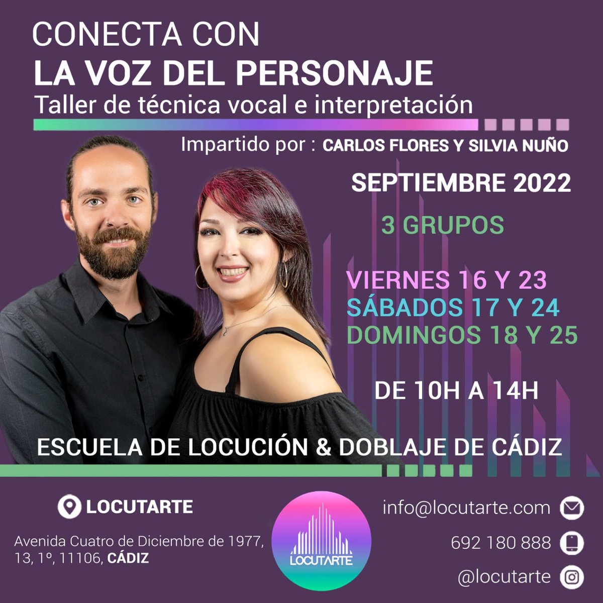 locutarte's tweet photo. #técnicavocal #interpretación #actor #actordevoz #Cádiz #escueladoblaje https://t.co/QPuia9Q6re