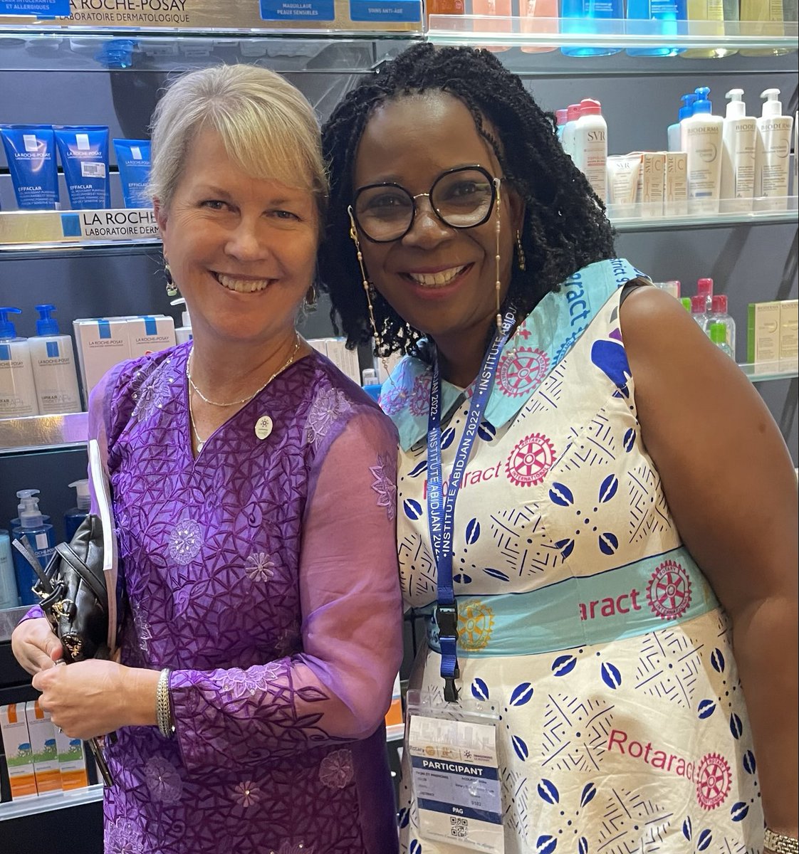 With RI President Jennifer Jones after Zone 22 institute in Abidjan today. Such a warm and visionary lady 💜