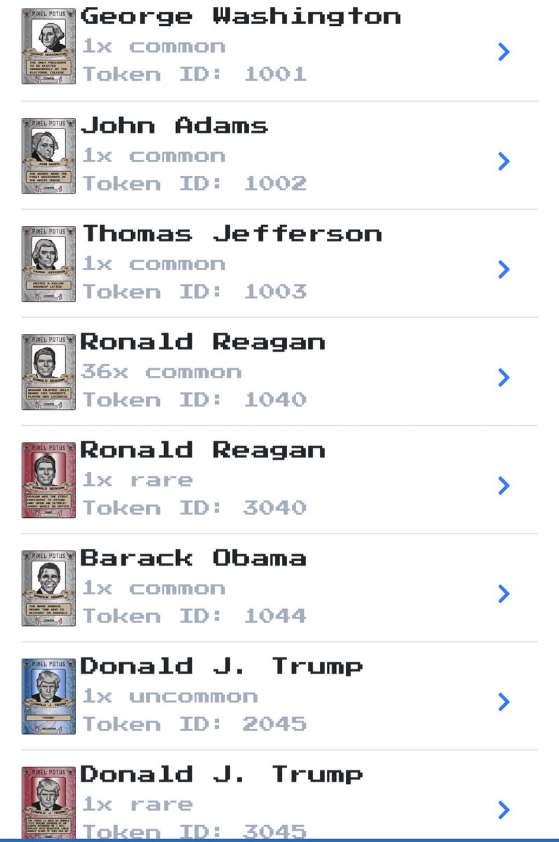 I just wanted to get one @line_art_nfts piece on tez and then got sucked into trying to collect all the <a href="/PixelPotus/">PixelPotus</a> presidents I could with the little Tez I had 😂🤣😂🤣 oops.