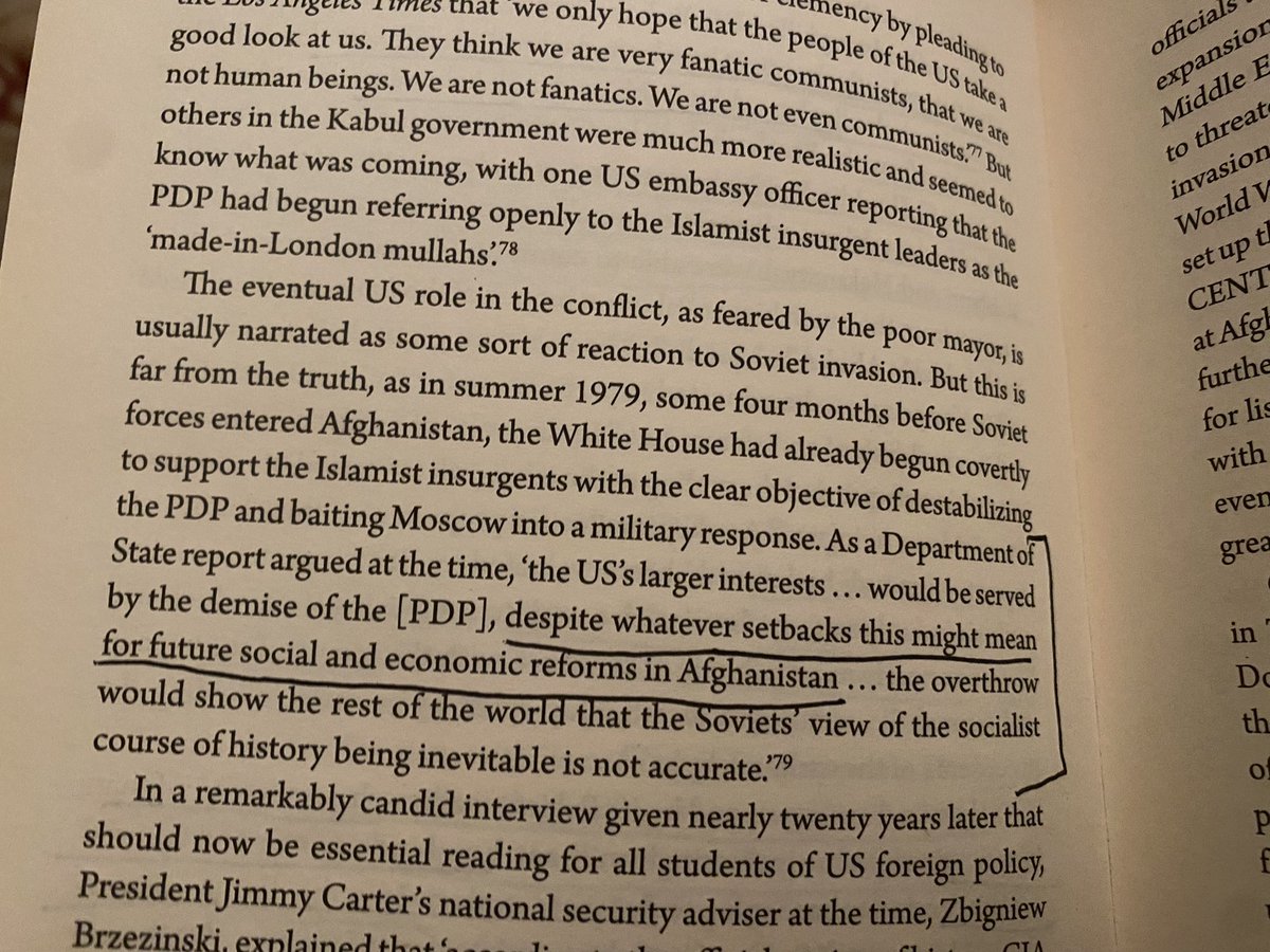 RaniaKhalek's tweet image. If you think our weapons are helping Ukrainians, here is a reminder of how the US knowingly armed religious fascists to bleed the Russians “despite whatever setbacks this might mean for future social &amp;amp; economic reforms in Afghanistan,” said the state department (from Shadow Wars)