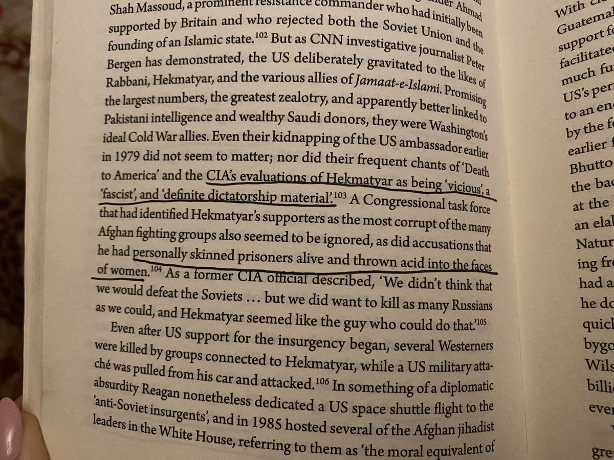 RaniaKhalek's tweet image. If you think our weapons are helping Ukrainians, here is a reminder of how the US knowingly armed religious fascists to bleed the Russians “despite whatever setbacks this might mean for future social &amp;amp; economic reforms in Afghanistan,” said the state department (from Shadow Wars)