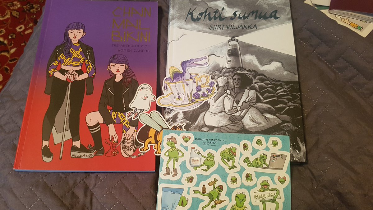 Very small haul of stuff I got from Helsinki Comics Festival, but quality is top notch.

*especially* with the stickers.

Garfly is my favorite. https://t.co/9hISRHPHJy