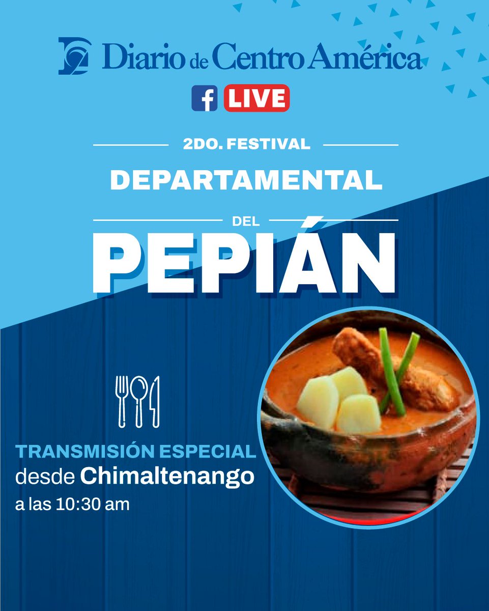 DiariodeCA's tweet photo. ¡Mañana transmisión especial desde Chimaltenango! No se pierda nuestra transmisión en vivo y aprenda todos los detalles sobre la preparación del pepián. 

#LasBuenasNoticiasTambiénSeCuentan

#EnVivoDCA #Cultura #ComidaTípica #Pepian  #Gastronomía #Guatemala https://t.co/rxVPyFIAnF