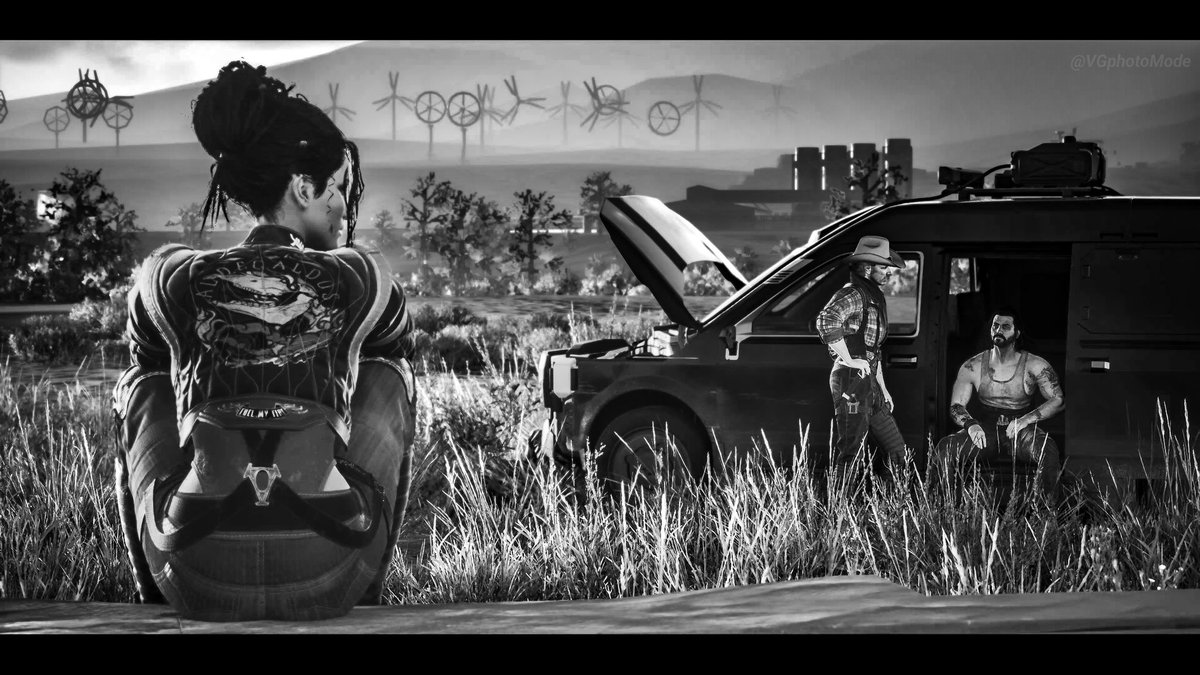 VGphotoMode's tweet photo. A morning with The Aldecados in bnw. 

I still think Panam should be able to get down with female V, if only so I could get more time w/ Panam when playing as [better acted] FV. 

#Cyberpunk2077 #Shutterpunk #PS5share #PS5 #VGPunite #VirtualPhotography #VGphotoMode #ThePhotoMode https://t.co/XqLnnl1WRy