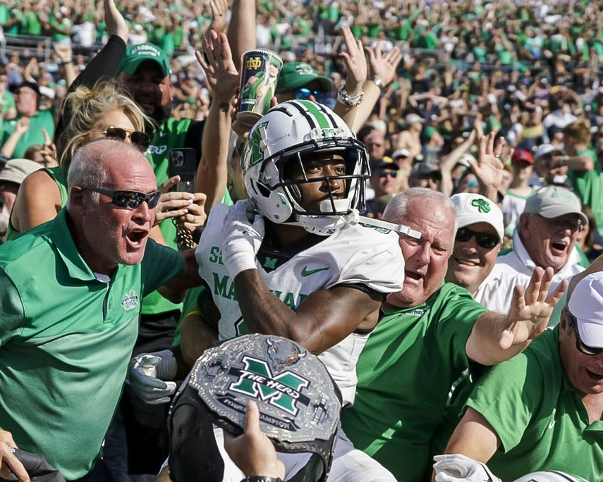 Marshall was paid $1.25 million to travel to #8 Notre Dame today.

They just beat the Irish 26-21.